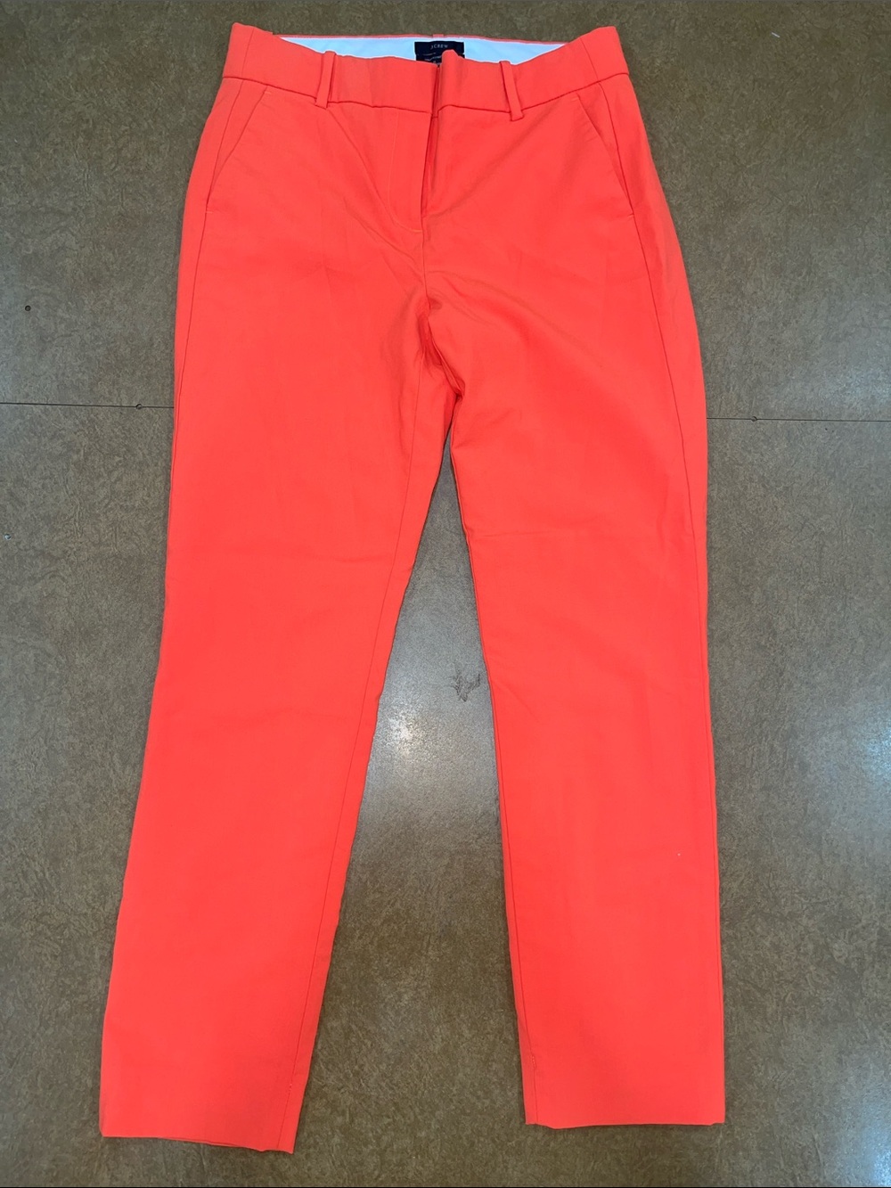 J. Crew Women's Italian Stretch Wool Straight-Leg Pants in Safety Orange • TALL